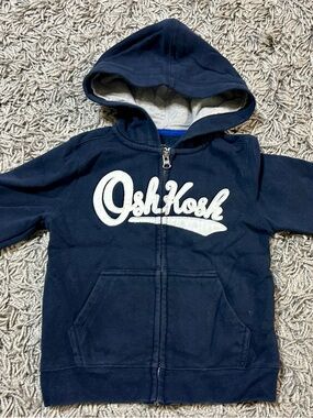 OshKosh B'gosh Navy Hooded Zip-Up Sweatshirt with White Logo